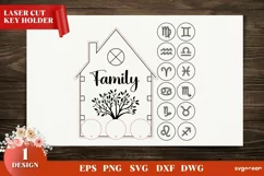Family Zodiac Key Holder | Zodiac Keychain SVG | 3 Members Product Image 1