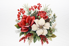 Christmas Flowers Watercolor Clipart PNG Product Image 4