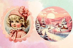 Vintage Pink Christmas Clipart Bundle, Christmas Bundle Product Image 5