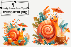 Quirky Summer Snail Clipart Watercolor PNG Product Image 1