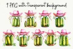 Pickle Jar Pink Cowboy Kawaii Cactus Sublimation Design Product Image 2