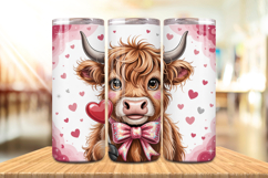 Valentine’s Day Highland Cow Tumbler Wrap PNG Big Bundle Product Image 5
