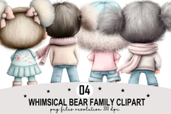 Whimsical Bear Family Clipart Watercolor Clipart png Product Image 1