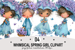 Whimsical Spring Girl Clipart Watercolor PNG Product Image 1