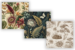 Vintage Botanical Toile Digital Paper, Seamless Antique Product Image 4