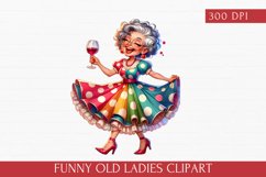 Funny Old Ladies Clipart, Watercolor Old Woman sublimation Product Image 1