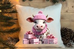 Cute Pink Christmas Animals Clipart Sublimation Product Image 4
