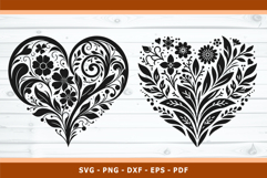 Sunflower Heart SVG, Floral Heart SVG, Boho Flowers Hearts Product Image 4
