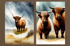Highland cow, Bull painting, Longhorn 8 PNG Product Image 4