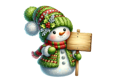 Knitted Snowmen Clipart PNG Bundle 15 Watercolor Files Product Image 4