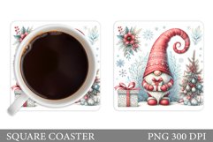Cute Gnome Coaster Design. Christmas Coaster Sublimation Product Image 1
