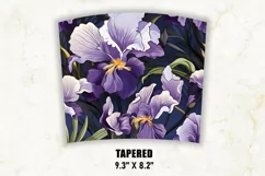 Purple Iris Flower Tumbler Wrap | Flower Tumbler Sublimation Product Image 4