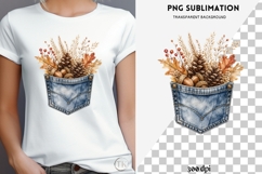 Autumn denim pocket png design for T-shirts Product Image 4