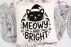 Meowy And Bright Svg, Funny Cat Christmas Svg, Cat Lover Svg Product Image 5