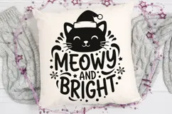 Meowy And Bright Svg, Funny Cat Christmas Svg, Cat Lover Svg Product Image 5