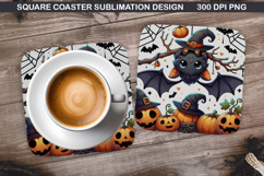 Bat Coaster Sublimation, Halloween Coaster PNG Product Image 1