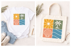 Retro Tropical Beach SVG | Sun Wave Seashell Palm Tree Product Image 4