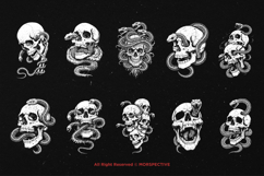 10 Bundle Dark Art Skull Snake Bone Skeleton Death Tattoo Product Image 6