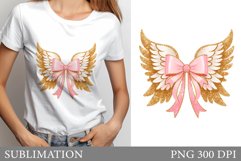 Valentines Cupid Wings Bow. Valentines T-Shirt Sublimation Product Image 1