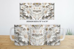 3D White Flowers Mug Wrap | Sublimation Coffee Cup Product Image 6