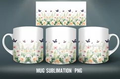 Wildflower Mug Sublimation PNG |Mug Wrap | Watercolor Flower Product Image 4