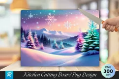 Twilight Glow Holiday Trees Cutting Board PNG Design Product Image 1