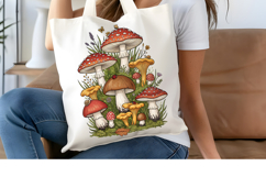 Mushroom Forest PNG, Botanical Dark Whimsical Sublimation Product Image 4