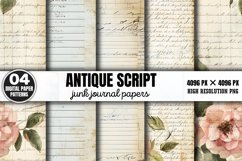 Antique Script Junk Journal Papers PNG Product Image 1