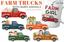 Farm Animals in Trucks Clipart Sublimation Country Designs Product Image 1