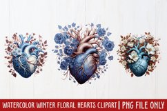 Watercolor Christmas Floral Hearts Clipart Product Image 1
