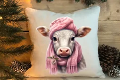 Beautiful Christmas Cow Clipart, Christmas Cow Clipart Product Image 4
