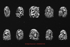 10 Bundle Dark Art Skull Lady Girl with Rose Women Skeleton Product Image 6