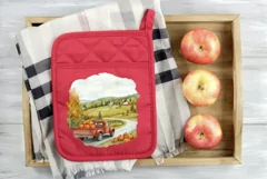 Red Farm Truck Illustration, Watercolor Farm Pumpkins PNG Product Image 4