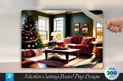 Farmhouse Living Room with Holiday Decor Cutting Board PNG Product Image 1