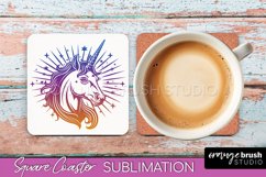 Boho Mystical Square Coaster PNG - Celestial Sublimation Product Image 1