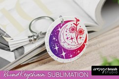 Boho Mystical Keychain PNG - Celestial Round Keychain Product Image 1