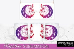 Celestial Mug Wrap PNG, Boho Mystical Coffee Mug Sublimation Product Image 1