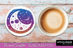Celestial Coaster Sublimation, Boho Mystical Round Coaster Product Image 1