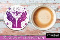 Celestial Coaster Sublimation, Boho Mystical Round Coaster Product Image 1
