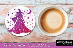 Celestial Coaster Sublimation, Boho Mystical Round Coaster Product Image 1