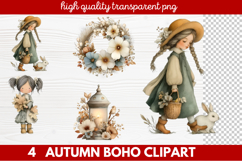Autumn Boho Clipart | Fall Bohemian Aesthetic PNG Illustrati Product Image 1