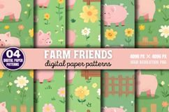 Farm Friends Digital Paper Background Bundle PNG Product Image 4