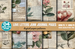 Love letters Junk Journal Pages Background Paper Bundle PNG Product Image 5