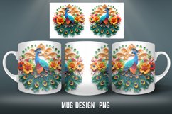 3D Peacock Mug Sublimation I Mug Wrap Product Image 4