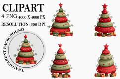 Whimsical Christmas Tree Clipart Watercolor PNG Product Image 1