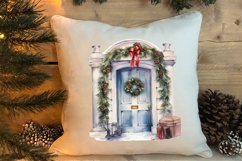 Christmas Door Watercolor Clipart, Christmas Door PNG Product Image 4