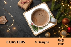 Christmas Coaster/Candle, Plants floral arrangement/PNG Product Image 4