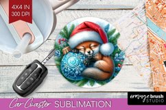 Christmas Animals Car Coaster - Cute Christmas Coaster PNG Product Image 1