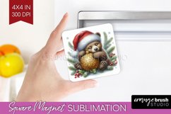 Christmas Animals Magnet Sublimation - Cute Christmas Square Product Image 1