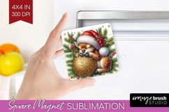 Christmas Animals Magnet Sublimation - Cute Christmas Square Product Image 1